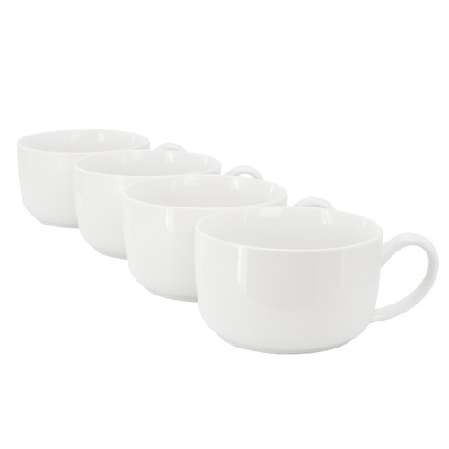 Gibson Home Great Essentials 4 Piece 32.5 Ounce Fine Ceramic Large Latte Mug Set in White D970-148623.01